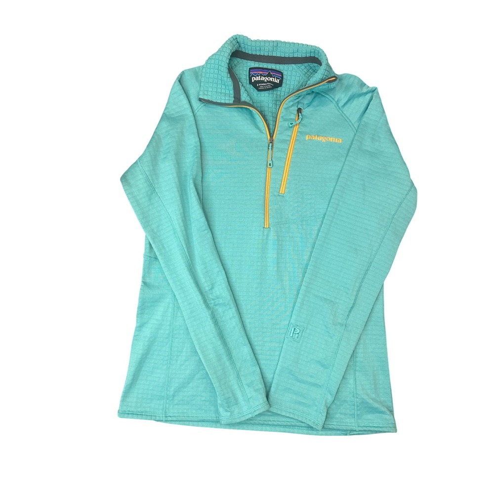 Patagonia R1 Pullover Womens Small Turquoise Polartec Grid Fleece 1/4 Zip Jacket